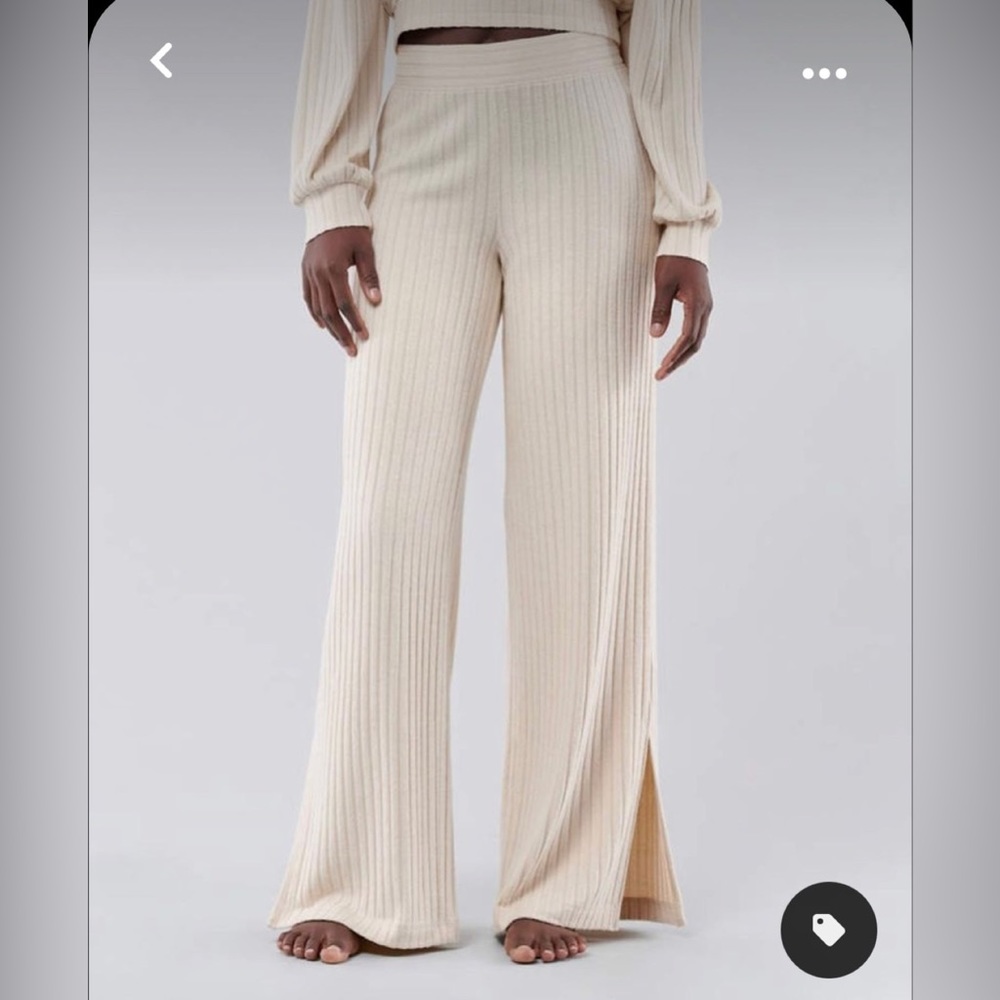 BROWN Hollister Gilly Hicks Ribbed Wide Leg Lounge Pants